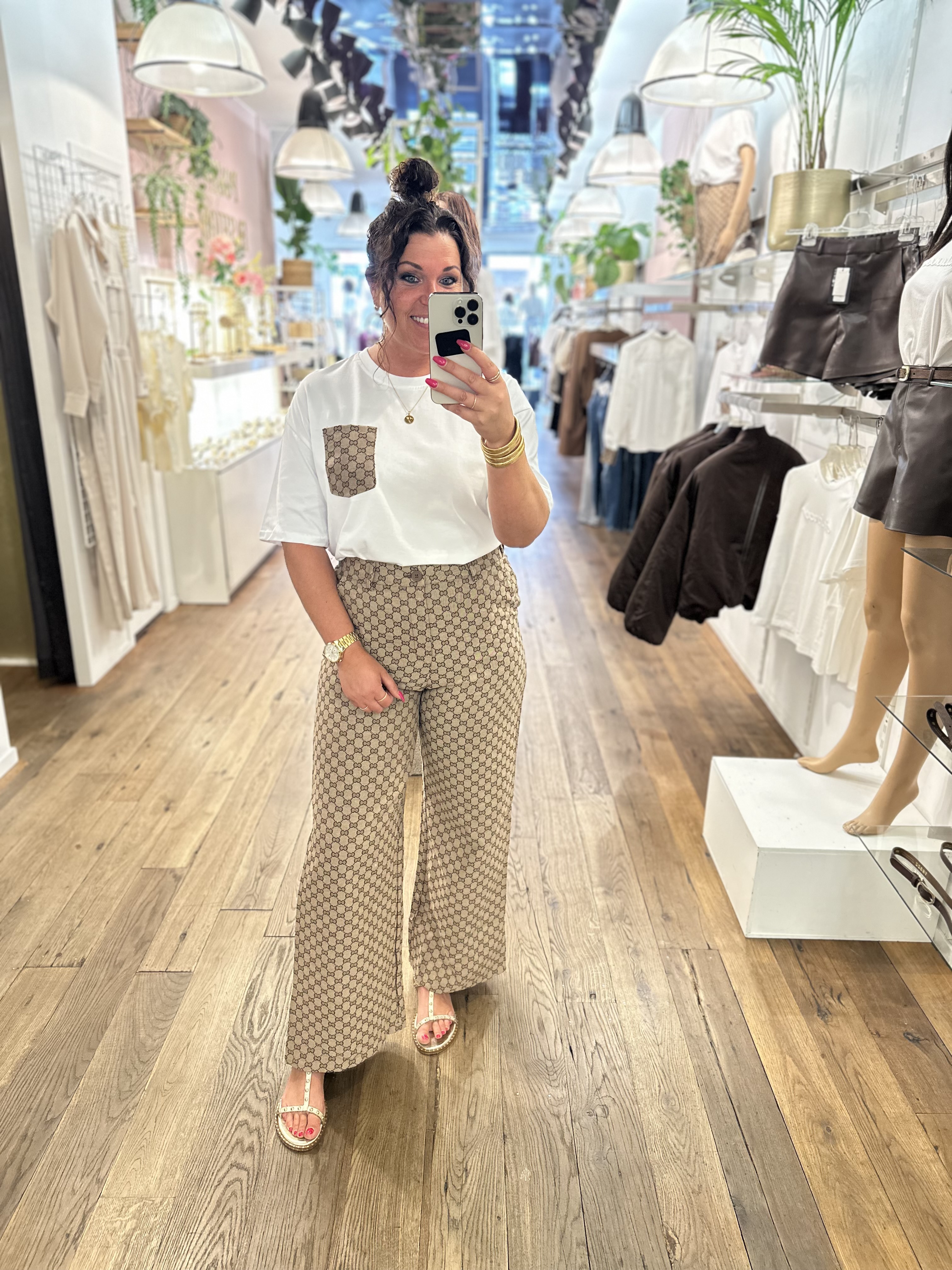 Pantalon Gigi - Bruin motief