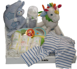 Baby cadeau met Babynaam licht blauw