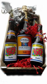 Bier Abraham cadeau kistje met Naam  op het etiket