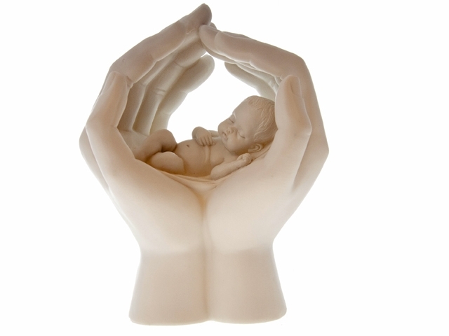 Hedendaags Beeld Baby in handen 18 cm wit (Felicitatiewens: Felicitatie WO-29