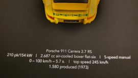 Porsche 911 Carrera 2.7 RS Gelb 3D Eingerahmt in Schattenbox - Maßstab 1:37