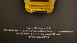 Porsche 911 Carrera 2.7 RS Yellow 3D Framed in shadow box - scale 1:37