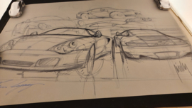 Porsche 911 996 Turbo design sketch - 60 x 43,50 cm - Harm Lagaay