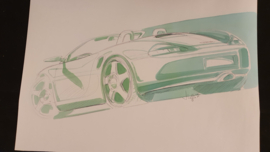 Porsche 986 Boxster croquis - 42 x 29,5 cm