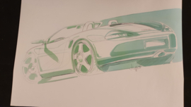 Porsche 986 Boxster sketch - 42 x 29,5 cm