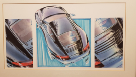 Porsche 996 Carrera drawing - framed