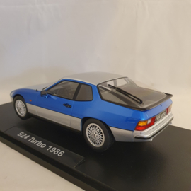 Porsche 924 Turbo Coupe 1986 Zilver / Blauw 1/18 KK-Scale KKDC180903