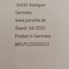 Porsche Panamera option / price list 2010 - DE WPLP 110 1000 111
