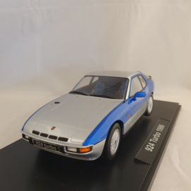 Porsche 924 Turbo Coupe 1986 Zilver / Blauw 1/18 KK-Scale KKDC180903