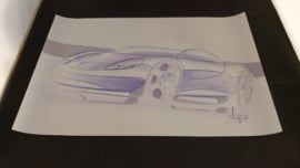 Porsche 986 Boxster studie schets - 45,6 x 30,4 cm
