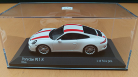 Porsche 911 (991.2) R 2016 white red stripes Minichamps