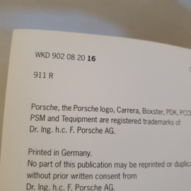 Porsche 911 991 R handleiding 2016 - EN WKD 991 21 2016