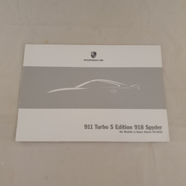 Original Porsche 911 Turbo S Edition 918 Spyder Brochure 2012 (WPLS1201000511) – Near Mint