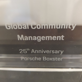 Porsche glazen trofee 25-jarig jubileum Boxster - Porsche Club Trophy 2021