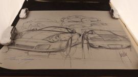 Porsche 911 996 Turbo design schets - 60 x 43,50 cm - Ongenummerd - Harm Lagaay