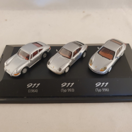 Trio Porsche 911 gris argenté 964 993 996 échelle 1/87 - Herpa WAP022BOX