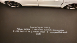 Porsche Taycan Turbo S Wit 3D Framed in schaduwbox - schaal 1:24