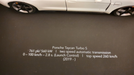 Porsche Taycan Turbo S White 3D Framed in shadow box - scale 1:24