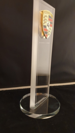 Porsche desktop cut glass pylon with logo - Porsche dealer edition