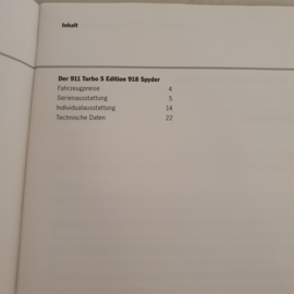 Brochure Originale Porsche 911 Turbo S Edition 918 Spyder 2012 (WPLS1201000511) – État Neuf