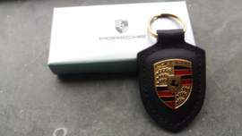 Porsche sleutelhanger met Porsche embleem - zwart