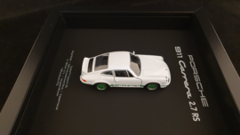 Porsche 911 Carrera 2.7 RS White 3D Framed in shadow box - scale 1:37