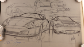 Porsche 911 996 Turbo design sketch - 60 x 43,50 cm - Harm Lagaay