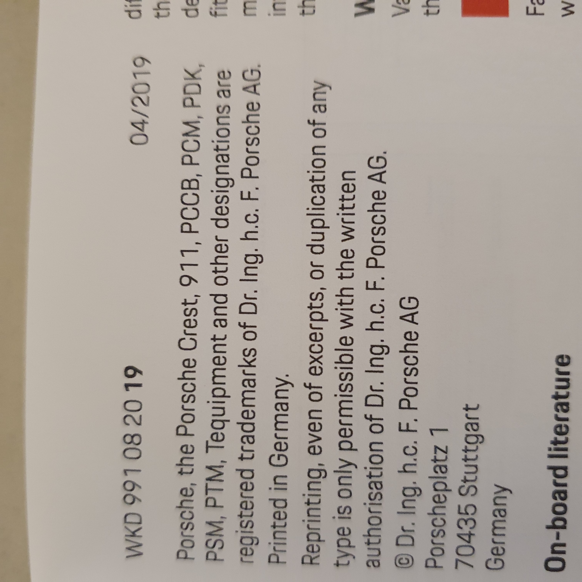 Porsche 911 991 Speedster handleiding 2019 - EN WKD 991 08 20 19