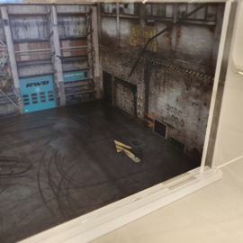 Diorama Porsche RWB Parking d'usine 1/64 Moxtoys