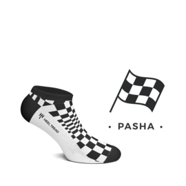 Porsche Pasha Schwarz/Weiß - HEEL TREAD Knöchel Socken
