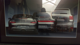 Porsche generation 911 4S (996) Boxster S (986) and Cayenne Turbo Artwork framed with rear light lighting