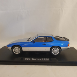 Porsche 924 Turbo Coupe 1986 Zilver / Blauw 1/18 KK-Scale KKDC180903
