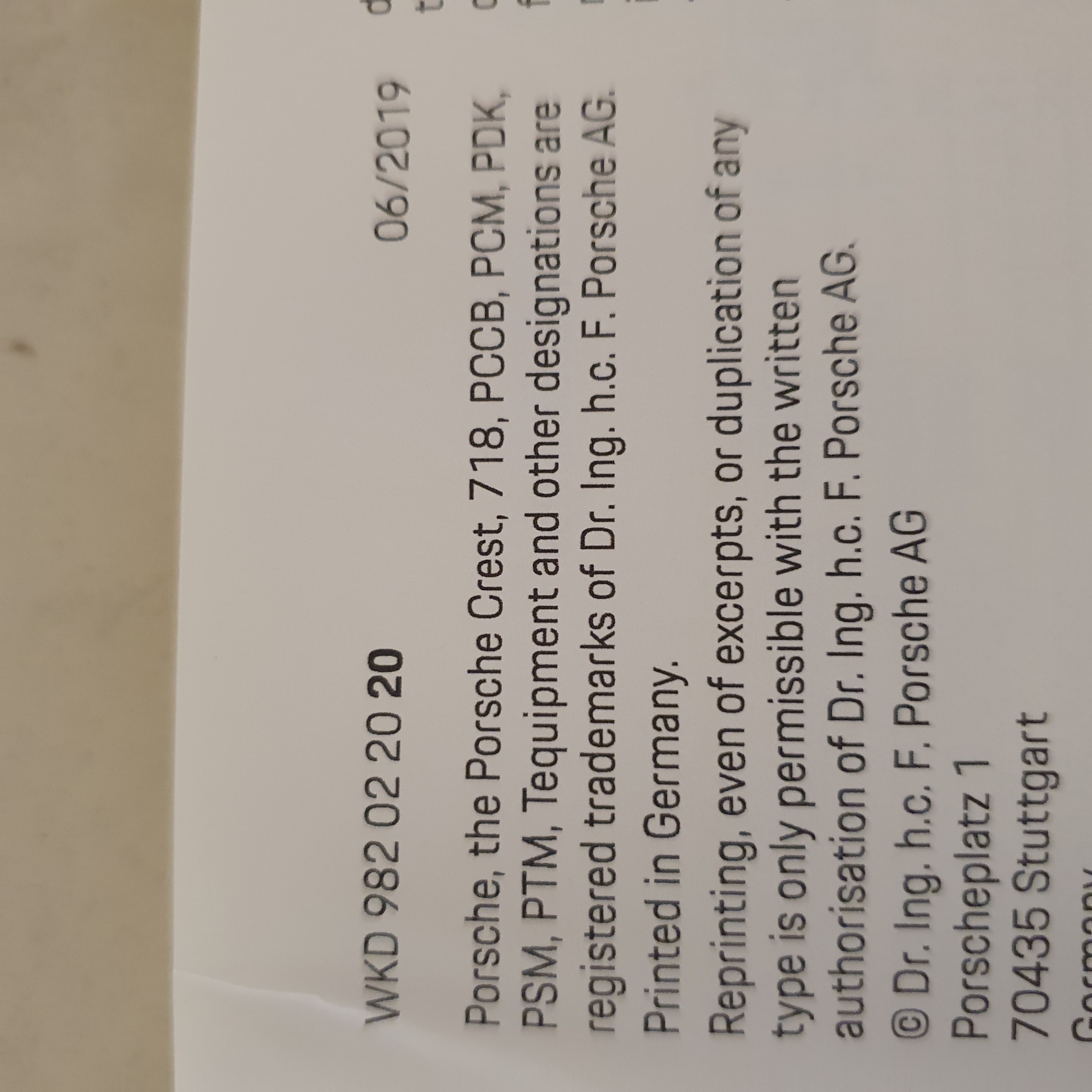 Porsche 718 Cayman GT4, 718 Spyder handleiding 2019 - EN WKD 982 02 20 20