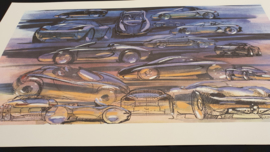 Porsche 986 Boxster étude de conception Collage  - 59 x 33 cm - Grant Larson