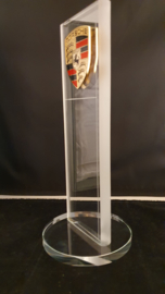 Porsche desktop cut glass pylon with logo - Porsche dealer edition