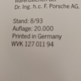 Brochure couverture rigide Porsche 968 1993 WVK12701194
