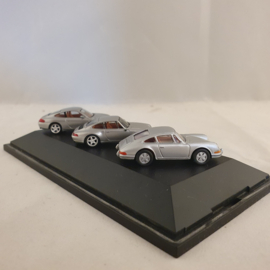 Trio Porsche 911 gris argenté 964 993 996 échelle 1/87 - Herpa WAP022BOX