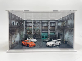 Diorama Porsche RWB Parking d'usine 1/64 Moxtoys