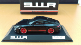 Porsche 911 (991 II) R zwart met rode striping