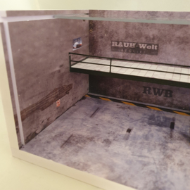 Diorama Porsche RWB Parking met trap en LED verlichting 1/64