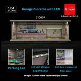 Diorama Porsche RWB Parking avec éclairage LED 1/64 G-Fans 710007