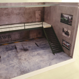 Diorama Porsche RWB Parking met trap en LED verlichting 1/64