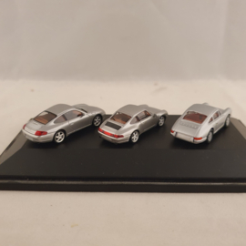 Trio Porsche 911 gris argenté 964 993 996 échelle 1/87 - Herpa WAP022BOX