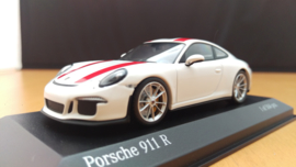 Porsche 911 (991.2) R 2016 white red stripes Minichamps