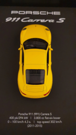 Porsche 911 991 Carrera S Yellow 3D Framed in shadow box - scale 1:37