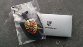Porsche keychain with Porsche emblem - black