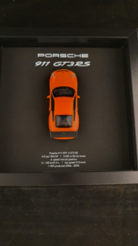 Porsche 911 997 GT3 RS Oranje 3D Framed in schaduwbox - schaal 1:37
