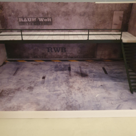 Diorama Porsche RWB Parking met trap en LED verlichting 1/64