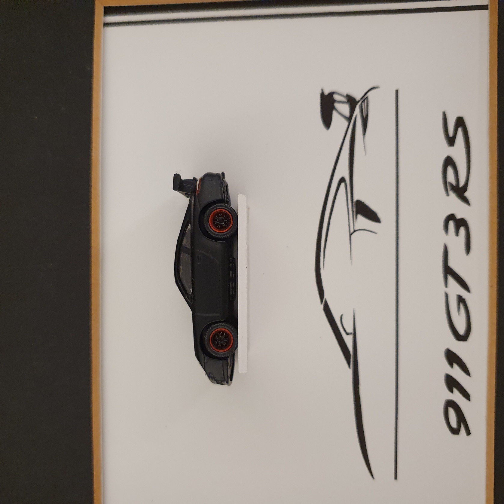 Porsche 911 991 GT3RS zwart in kaderbox - schaal 1:87
