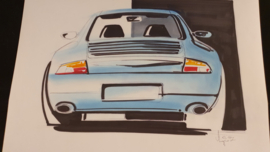 Porsche 911 996 croquis - 42 x 29,5 cm